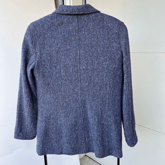 Vintage Liz Claiborne Wool Blend Speckled Blue Tweed Blazer, SZ 12 NWOT - Picture 8 of 9
